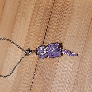 Radiant Orchid Purple Kit-Cat Klock clock clip on charm necklace